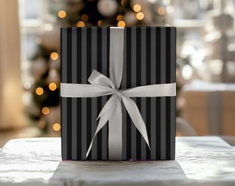 Black Stripe Gift Wrapping Paper: Classic Holiday Packaging