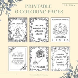 ICH BIN Affirmation, Heilung, Entspannung, leicht und einfach 6 Malvorlagen mit Pflanzen, Blumen, Meditation. Positiv Kinder, Erwachsene Malbuch