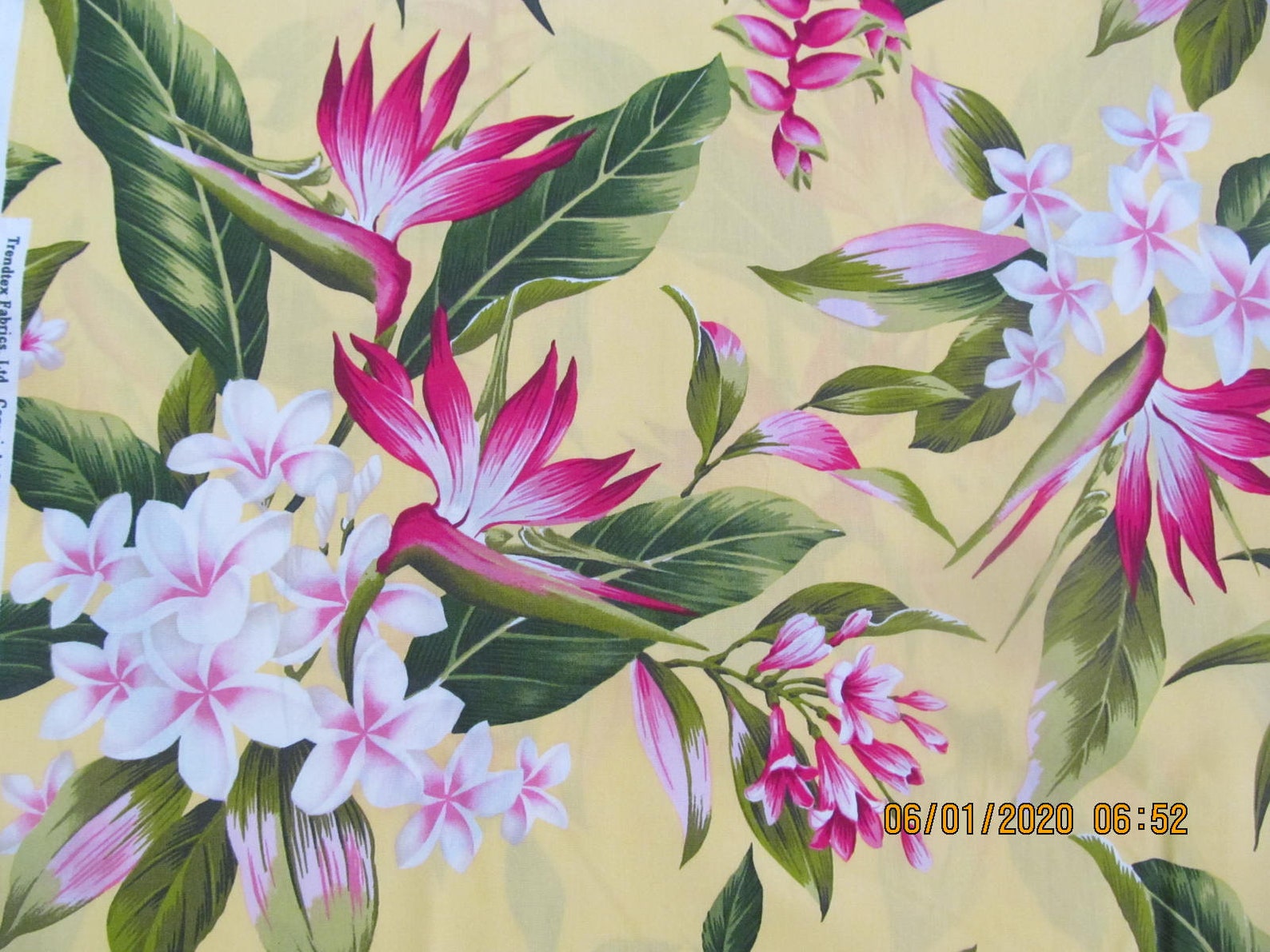 Hawaiian Quilting Fabric Pastel Yellow With Plumeria Hibiscus Etsy