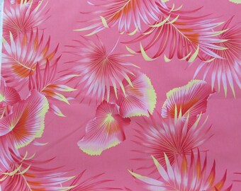 Marianne of Maui Hawaiian Quilting Fabric Coral Large Leaves in Batik style print