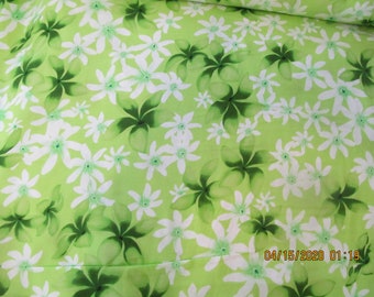 Marianne of Maui Hawaiian Quilting Fabric Chartreuse Green  Plumeria Beds