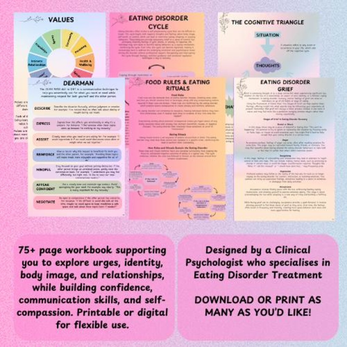 Complete Eating Disorder Recovery Workbook Printable CBT and DBT Skills ...