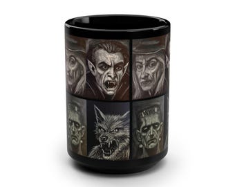 Vintage Monster Coffee Mug 15oz | Retro Creature Ceramic Mug