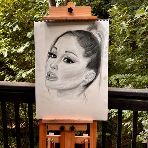 Ariana Grande Portrait – Original Charcoal Drawing | Celebrity Fan Art (18x24)