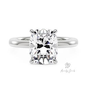 Hidden Halo Elongated Cushion Engagement Ring | Lab Grown Diamond Promise & Wedding Ring, Anniversary Gift