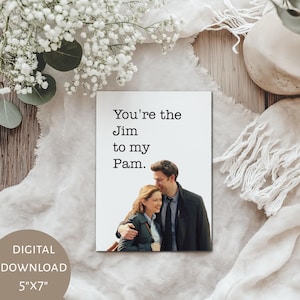 Biglietto d'auguri stampabile a tema The Office, Jim e Pam, biglietto per marito, fidanzato, fidanzato, biglietto di San Valentino divertente, anniversario, compleanno, auguri