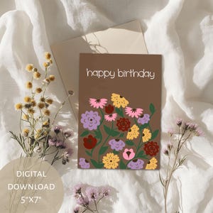 Carte d'anniversaire à imprimer, fleurs pour piano, chanson surprise de joyeux anniversaire, carte inspirée d'une tournée, chanteur, carte pour ami, soeur, maman, meilleur ami