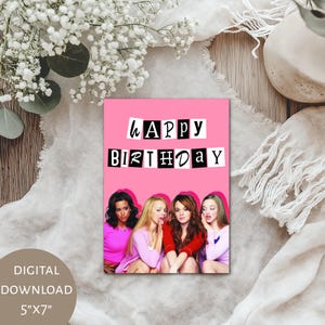 Cartão de aniversário para imprimir das Meninas Malvadas, inspirado nas Meninas Malvadas, livro Burn, presente para ela, amiga, irmã, cartões de aniversário, inspiração Y2K