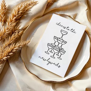 Carte Bravo aux jeunes mariés, carte de mariage, jeu de cartes unique, célébration de fiançailles, cartes faites main, intérieur vierge, design élégant 4 x 6