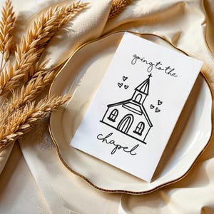 Carte de mariage, Aller à la chapelle, Carte de mariage, Jeu de cartes unique, Célébration de fiançailles, Cartes faites main, Intérieur vierge, Design élégant