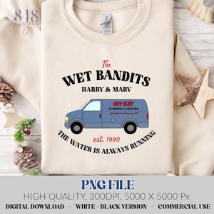 Home Alone PNG File, The Wet Bandits Marv and Harry, Funny Christmas Sweater Design, Commercial Use, POD Design