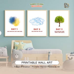 7 Days of Creation Print: Christlicher Kindergarten, Sonntagsschule (Digitaler Download)