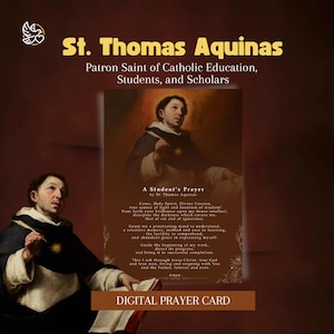 A Student&#39;s Prayer by St. Thomas Aquinas Prayer Card | Catholic | Saints | Religious Gift | Resources for RCIA, ACTS | Catholic Stationery