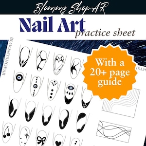Foglio di pratica per nail art in formato PDF stampabile per la formazione in salone di nail art Modello di pianificazione della progettazione delle unghie da scaricare in formato digitale