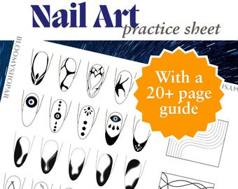 Nail Art Practice Sheet Printable PDF for Nail Tech Salon Training Nail Design Template Digital Download