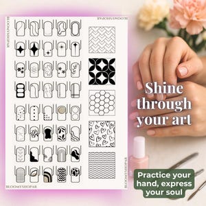 Plantilla de Práctica para Nail Art – Diseños