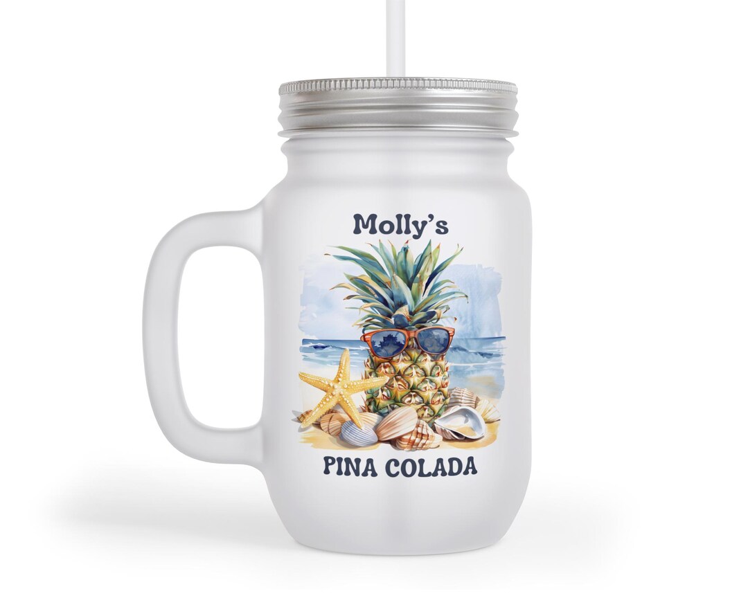 Personalised Pina Colada Cocktail Design Mason Glass Jar Gift for ...