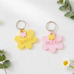 Flower Pet Tag with Mini Charm