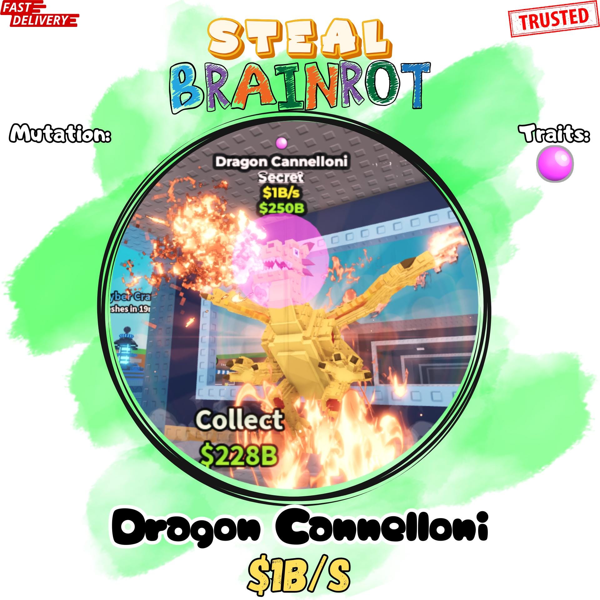 ドラゴン カネロニ | 1B/秒 | +1 特性 |ブレインロットを盗む - Etsy 日本