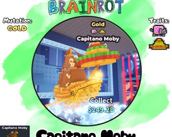 Capitano Moby | 1.6B/s | Gold Mutation +2 Traits | Steal a Brainrot Roblox