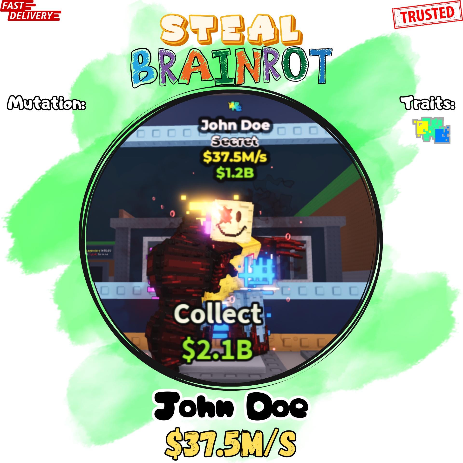 John Doe | 37.5M/s | +1 Traits | Steal a Brainrot Roblox - Etsy 日本