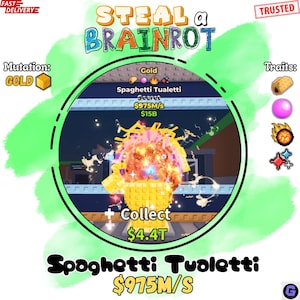 Spaghetti Tualetti | 975M/s | Gold Mutation +4 Traits | Steal a Brainrot Roblox