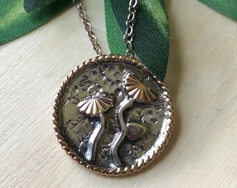 Woodland Flowers - Sterling Silver, Gold Fill and Brass Floral pendant with chain