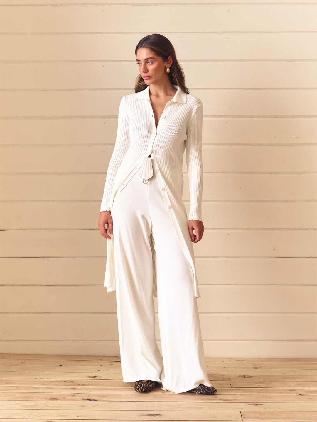 Pangasa Beige & White Knitted 2 Piece Set