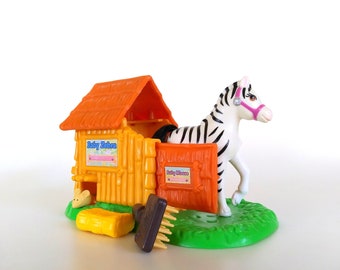 Vintage Littlest Pet Shop Zoo Baby Zebra Playset by Kenner 1993 Retro 90s Toy