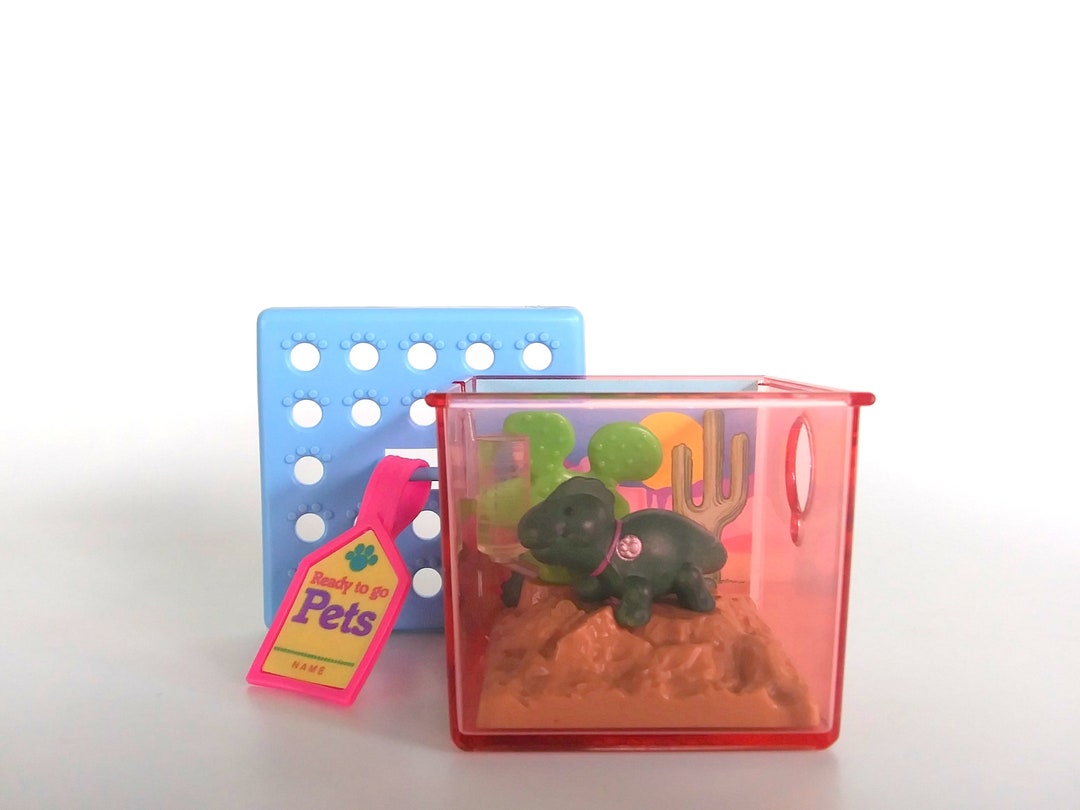 Littlest Pet Shop Kenner 1992 - Caméléon Cactus + Caisse Transport Chien