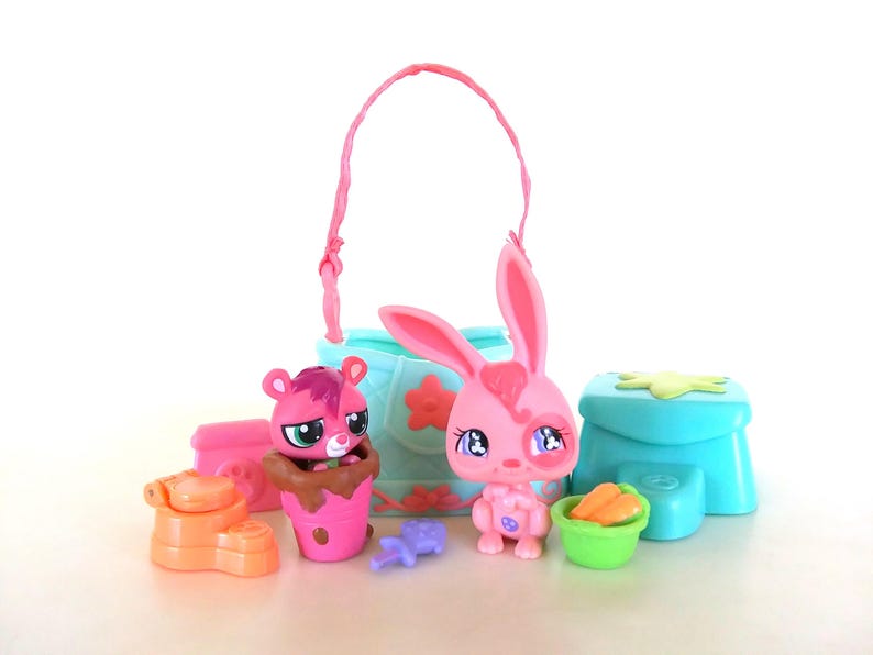 Lps 500 Rabbit Littlest Pet Shop LPS Pink Bunny Rabbit #500 and Bear Hasbro - Etsy