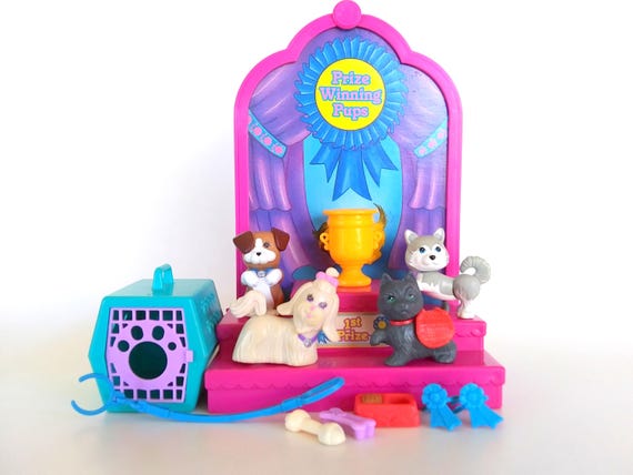 Vintage Littlest Pet Shop Prize Winning Pups Pet Show Dog Playset Kenner 1993