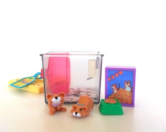 Vintage Littlest Pet Shop Hurrying Hamsters with Jogging Wheel Kenner 90s Retro