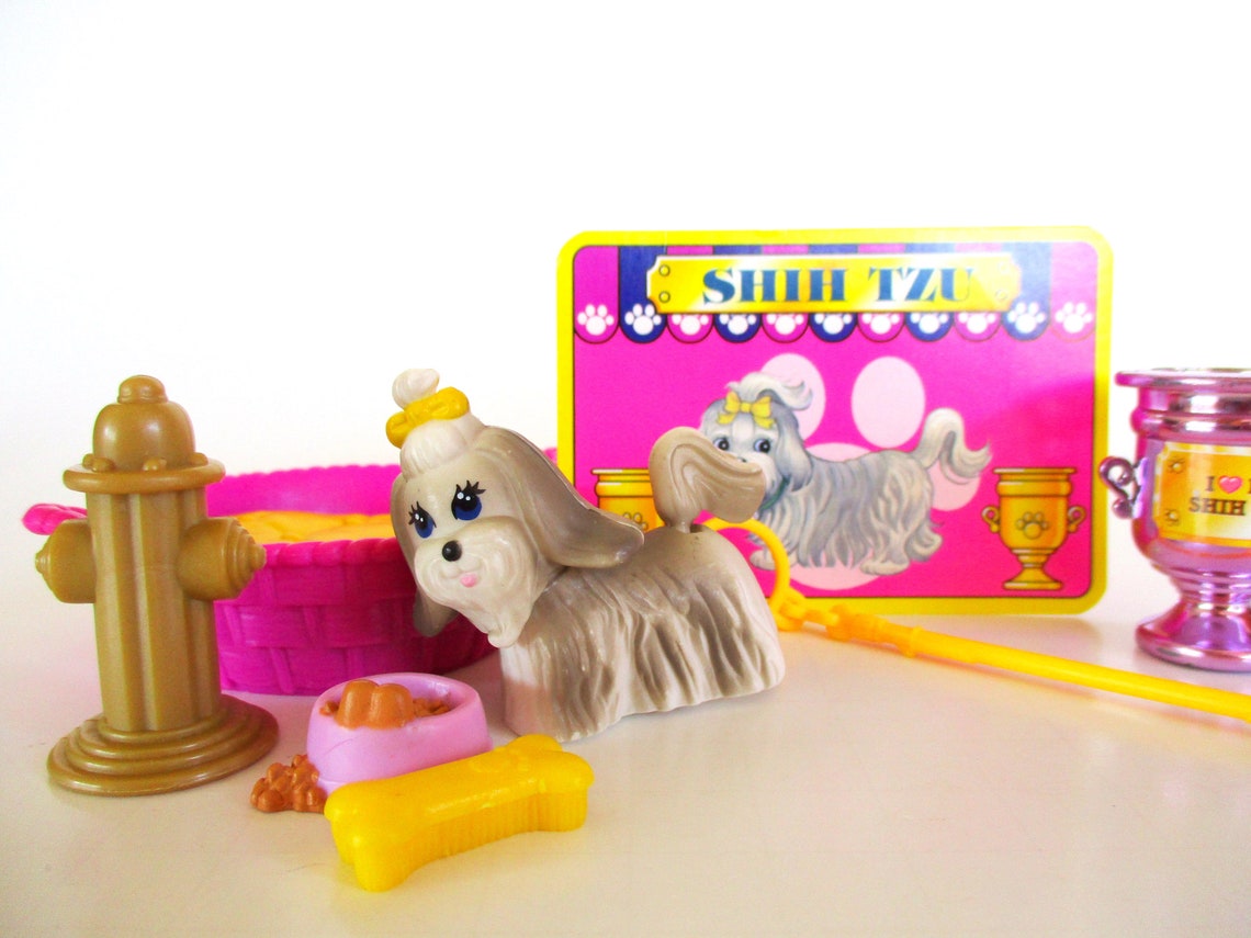 Vintage Littlest Pet Shop Lively Shih Tzu with Puppy Nest Etsy