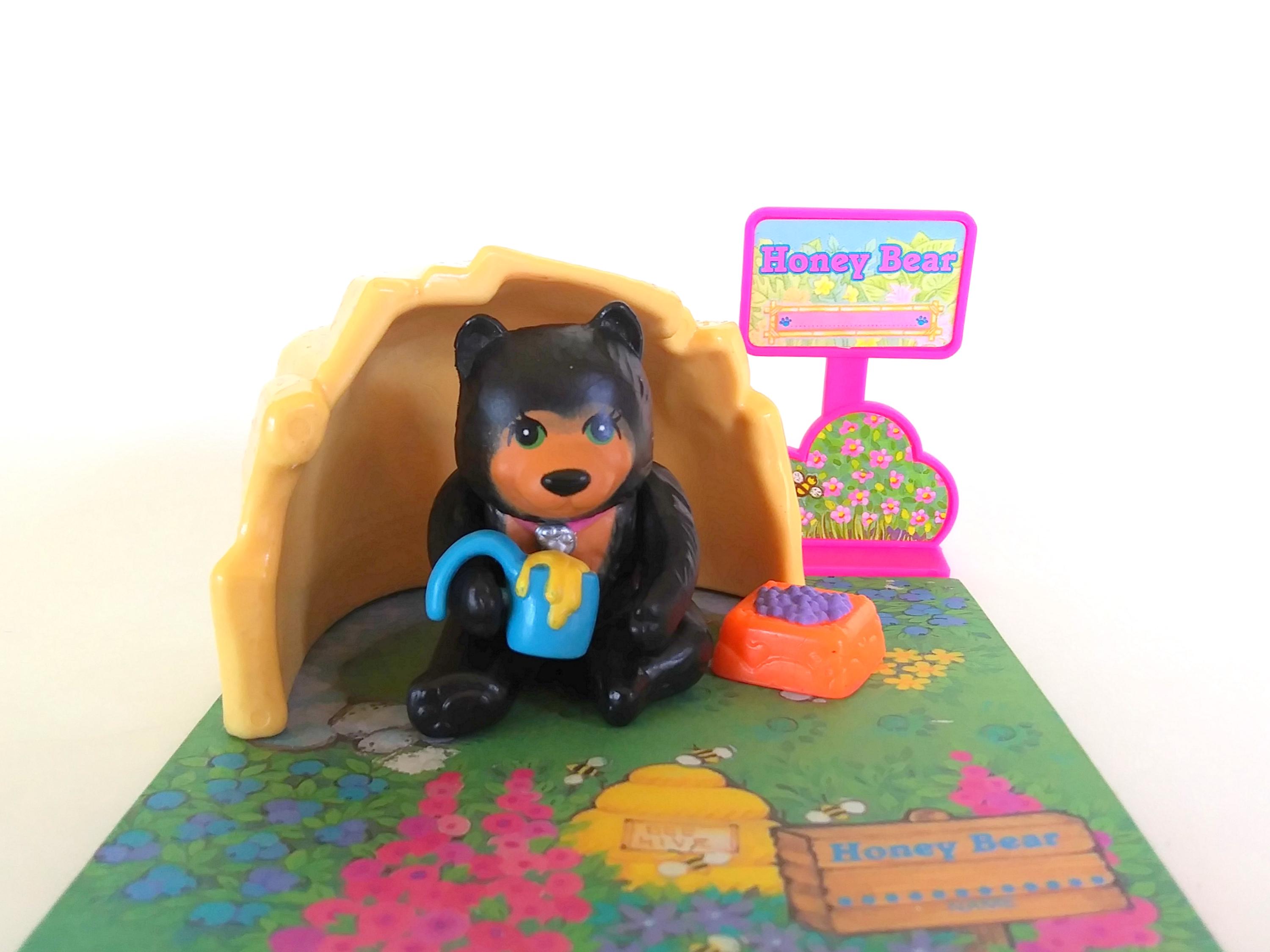 Vintage Littlest Pet Shop Zoo Honey Bear With Cave - 1993 Kenner