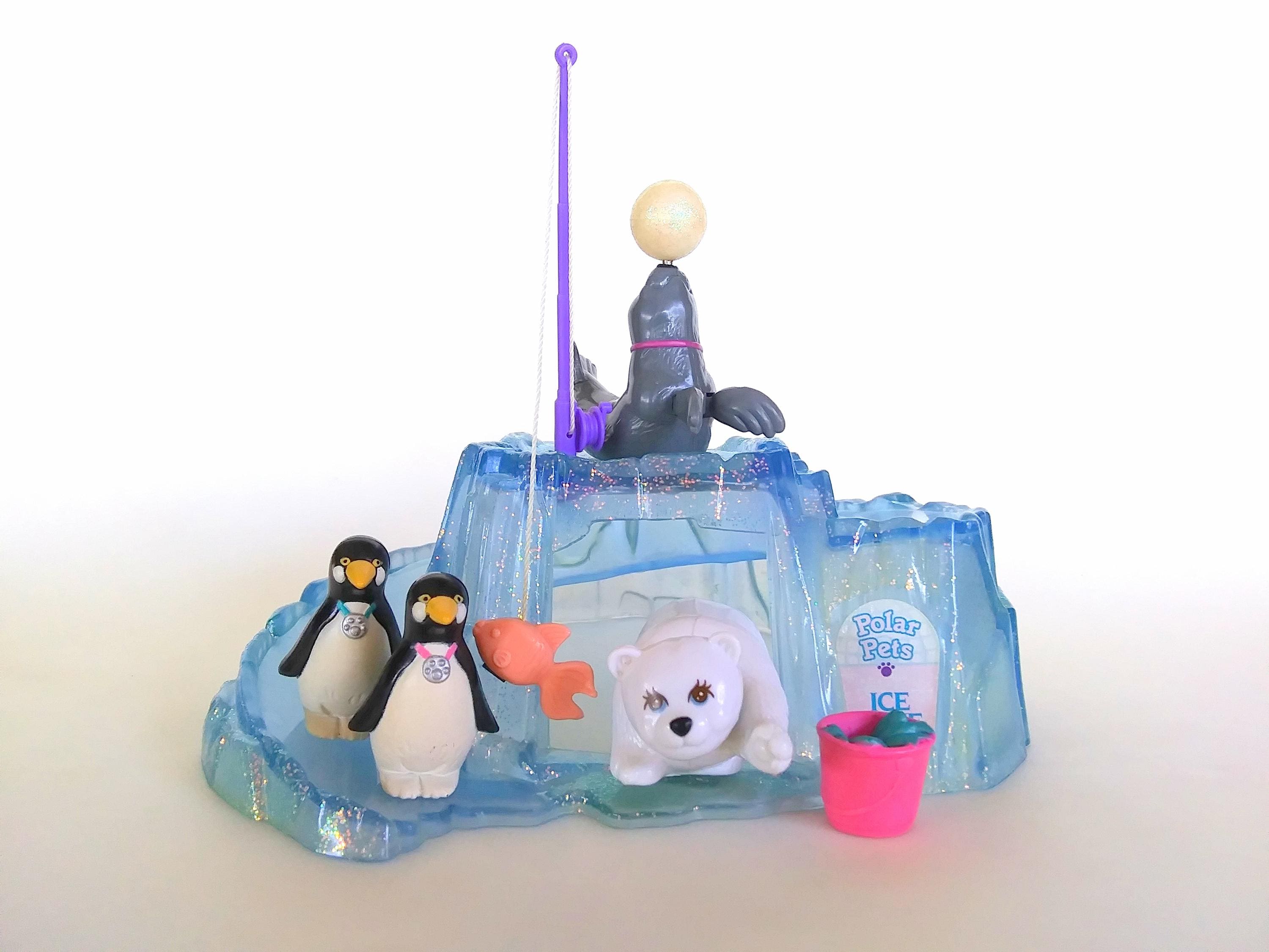 Vintage Littlest Pet Shop Zoo Polar Pets With Ice Cave Playset by