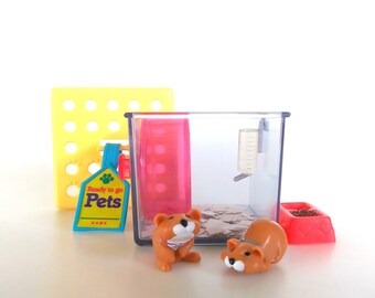 Vintage Littlest Pet Shop Hurrying Hamsters with Hamster House Playset by Kenner 1992