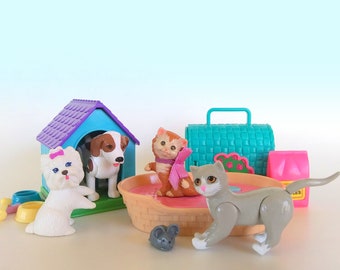 Vintage Barbie Pet Pals Puppy and Kitty Playset with Accessories by Mattel 1990's Toy