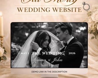 Minimalist Save the Date Template Elegant Animated Wedding Invitation Website Template Editable in Canva Instant Download