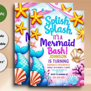 Mermaid Bash Invitation: Splish Splash Water Park Party (Digital Download)