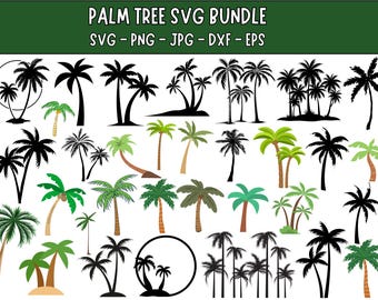 Pakiet Palm Tree SVG: sylwetka i grafika wektorowa (do pobrania cyfrowego)