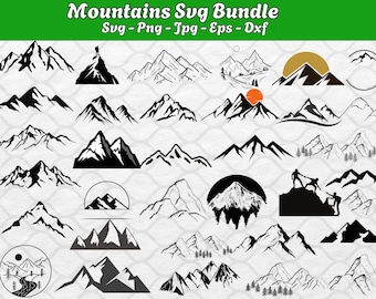 Mountain SVG Bundle: Silhouette Cut Files (Digital Download)