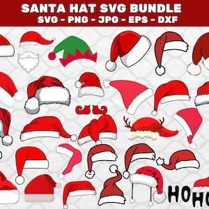 Santa Hat Svg Bundle, Christmas SVG, Santa Hat Silhouette, Christmas Svg Cut Files, Santa Claus Hat Svg, Reindeer Santa Hat svg, Xmas Svg
