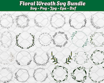 Floral Wreath SVG Bundle: Botanical Circle Frame (Digital Download)