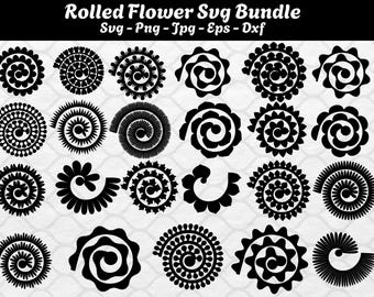 Pacchetto SVG di fiori di carta arrotolati: modello di fiori da matrimonio (file di taglio)