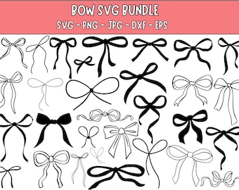 Black Bow SVG Bundle: Coquette Ribbon & Bow Tie Clipart (Digital Download)