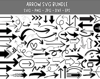 Arrows SVG Bundle: Hand Drawn Arrow Clipart, Cut Files (Digital Download)