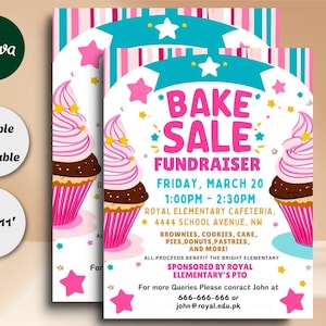EDITABLE Bake Sale Flyer, Printable PTA, PTO Flyer, School Family Fundraiser Event, Team Sports Center, Church Printable Digital Invitation