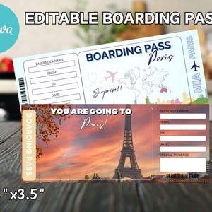 Printable Surprise Trip Boarding Pass: Editable Airline Ticket (Instant Download)