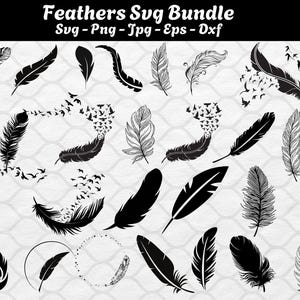 Feather birds svg, Feather svg bundle, Flying birds feather svg, Feather leaf silhouette, Memorial feather svg, Flying birds svg